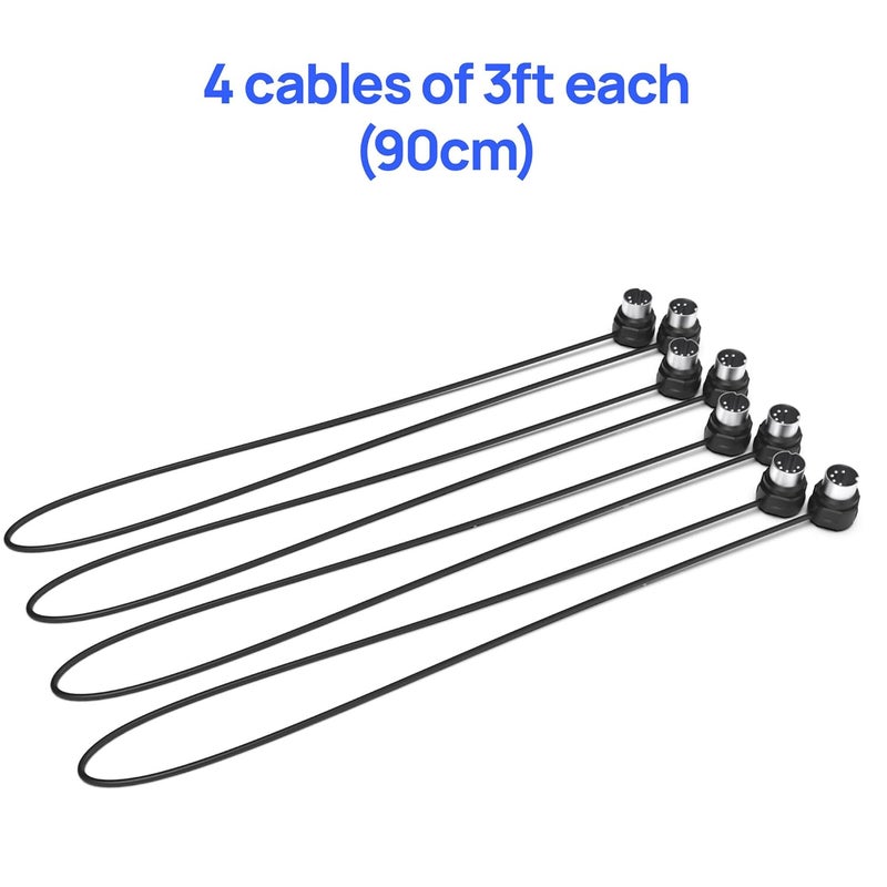 C M E MIDI Cable 4-Pack - 3FT / 90cm, 5-pin DIN, Low-Profile - Mirrored 45-Degree Angled Ultra-Thin Plugs for Compact Spaces - Ideal for MIDI Interface, Pedalboard, Keyboard - Image 2
